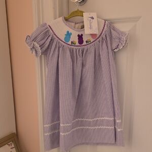 Elegant Purple and White Striped Kids Dress